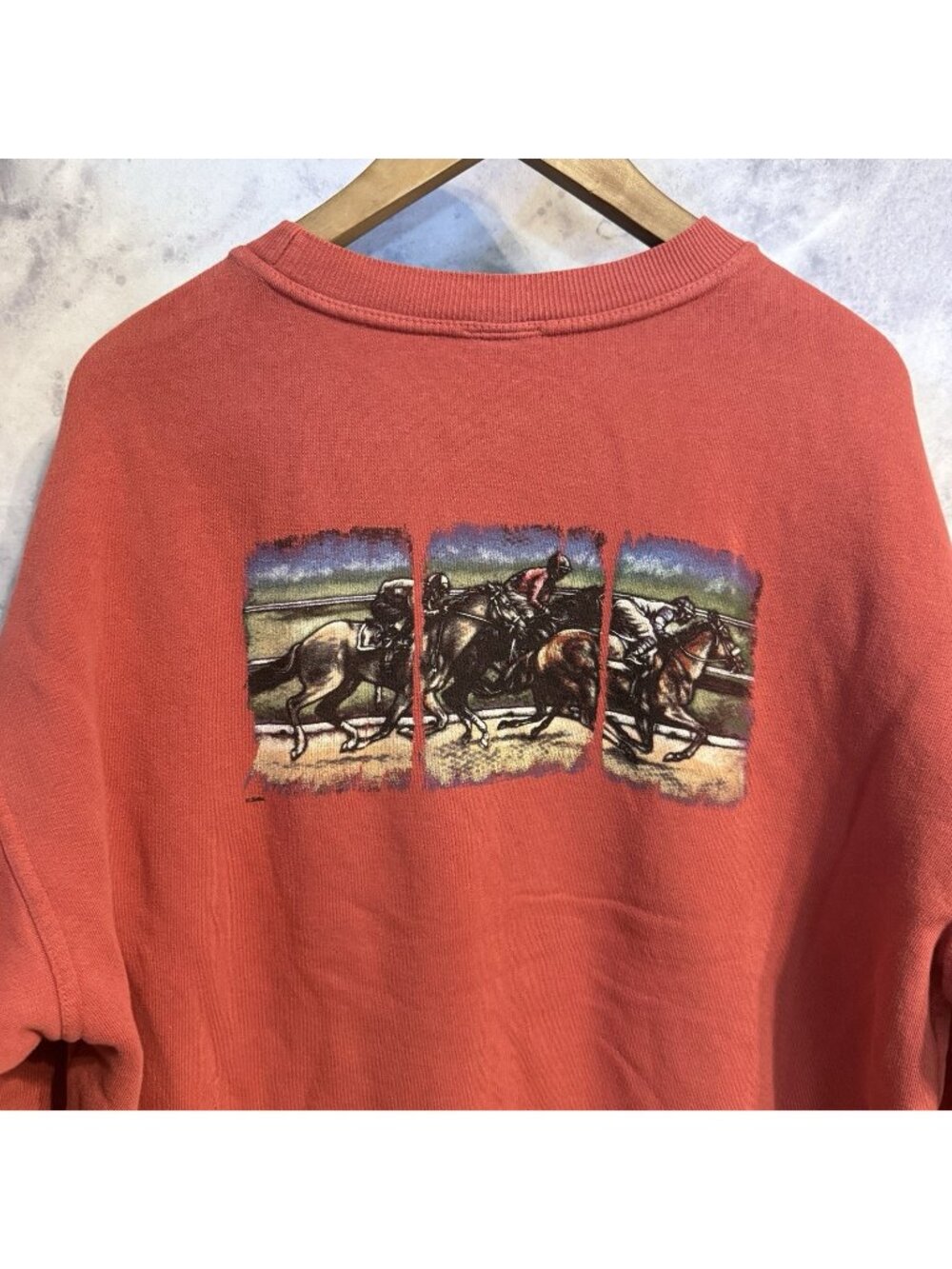 Vintage Suttons Sportswear Del Mar Horse Racing Sweatshirt Size Large L